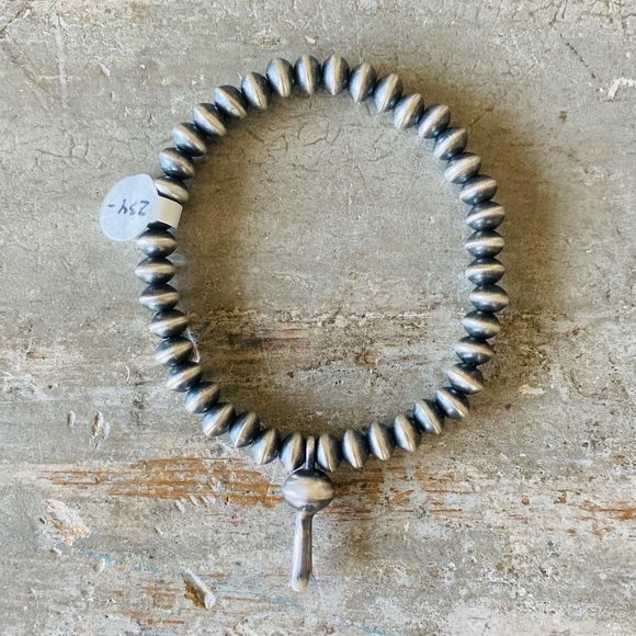 SOLD ♥️ Navajo ♥️ Preston Haley Sterling Silver 6mm Handmade Pearls Bracelet - Picture 5 of 11